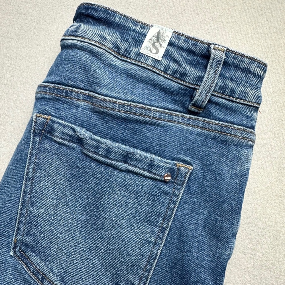 Altar'd State Mica Jeans Women 31 Blue High Rise Button Fly Raw Hem Distressed